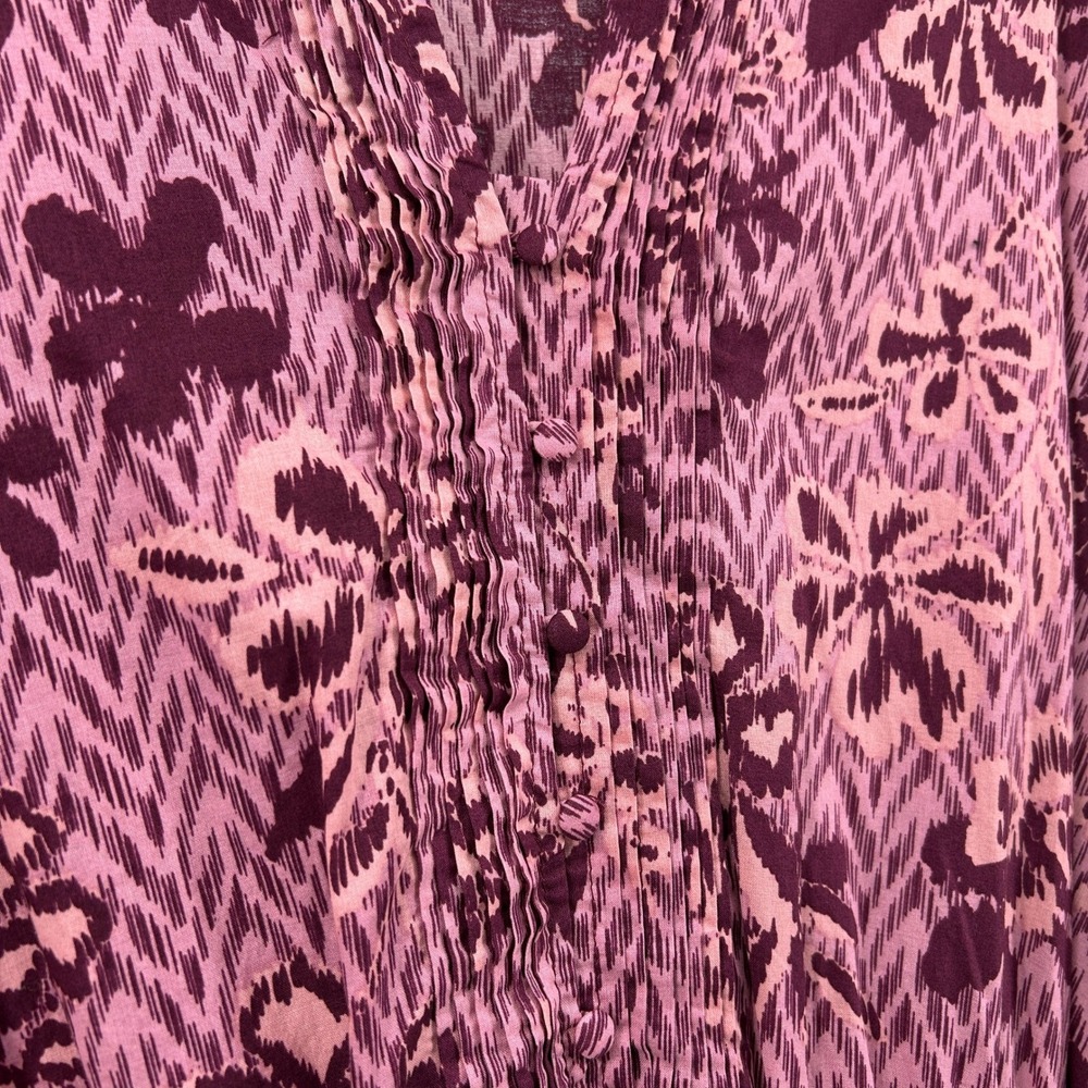 Ryegrass Purple Pink Floral Cotton Tiered Maxi Dress Long Sleeve XL NWT Boho - Picture 3 of 13